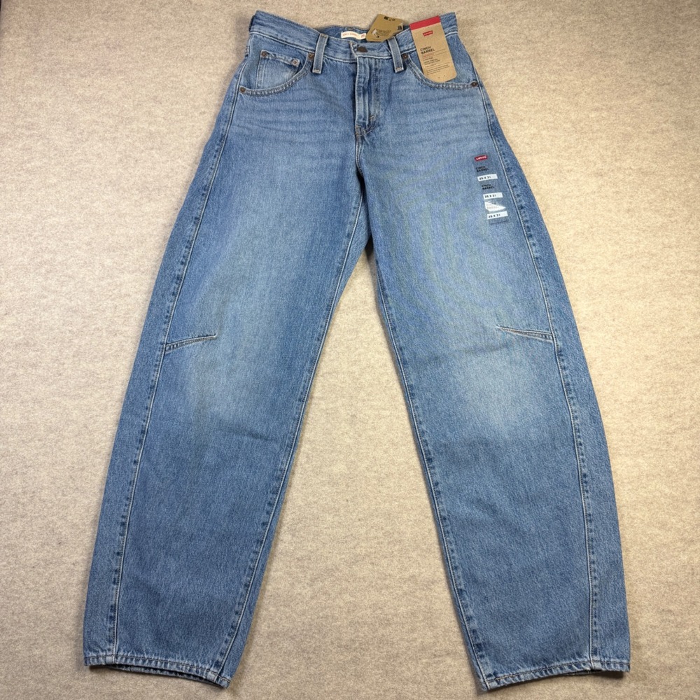 Levis Cinch Barrel Jeans Womens 25 Light Wash High Rise Wide Leg Denim NEW
